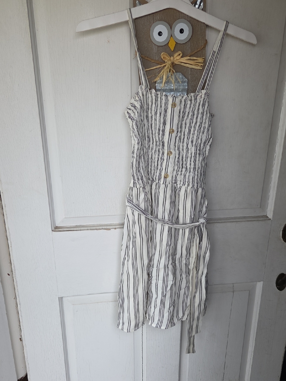 Hollister Black and White Striped Smocked Dress Xs Y2k